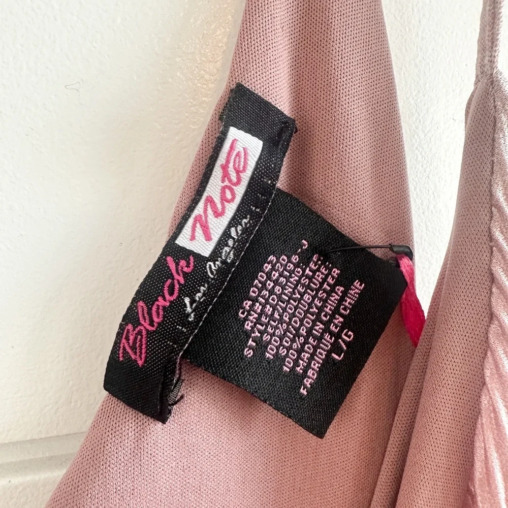 NWT - Black Note- Pink pleated Short Dress - Spaghetti Strap - Waist Tie- Size L - Picture 3 of 7